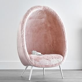 Iced Faux-Fur Blush Cave Chair
