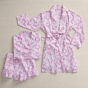 LoveShackFancy Floral Heart Sateen Pajama Short Set