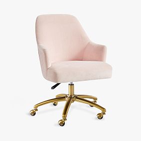 Performance Everyday Velvet Pleated Swivel Desk Chair