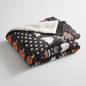 Gus the Ghost Knit Jacquard Sherpa Throw