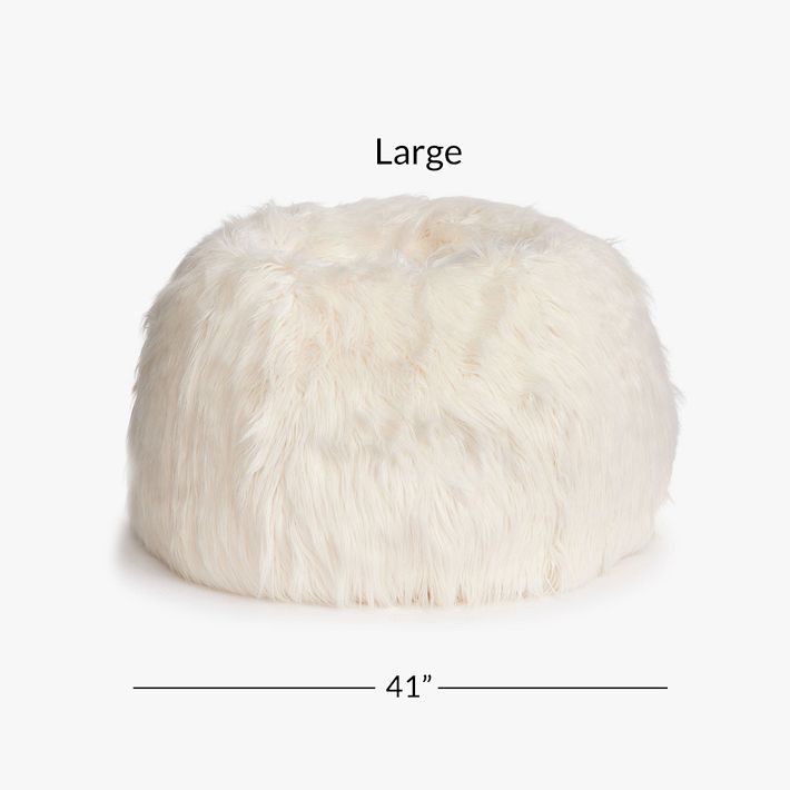 Large Himalayan Faux Fur Ivory Bean Bag Chair | Pottery Barn Teen