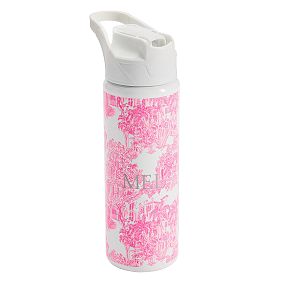 Colby Lilly Pulitzer Quilted Pink Toile Flip Straw Water Bottle