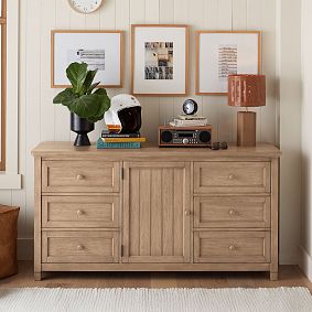 Beadboard 6-Drawer Wide Dresser (63.5w x 19d&quot;)