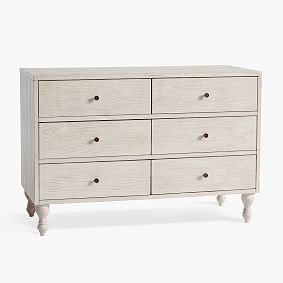 Open Box: Bellevue 6-Drawer Wide Dresser (48"W x 20"D) - Weathered White