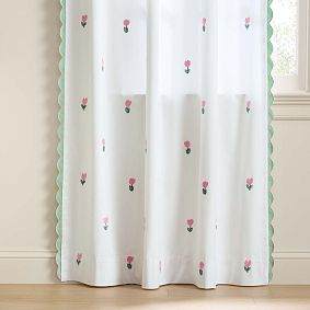 Embroidered Tulip Light-Filtering Curtain