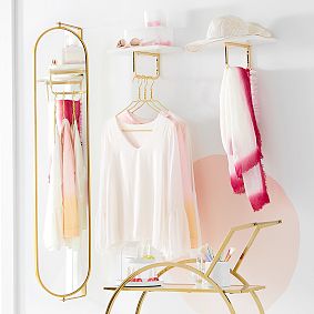 Metallic Trim Shelf with Clothing Bar