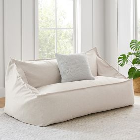 Double Eco Performance Textured Weave Oat Modern Bean Bag Lounger