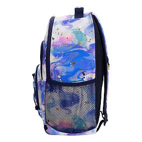 Color Flow Gold Metallic Deep Blue Multi Backpack and Slim Water Bottle