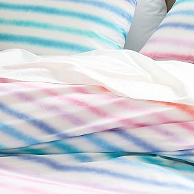 Open Box:  Rainbow Stripe Organic Duvet Cover &amp; Sham