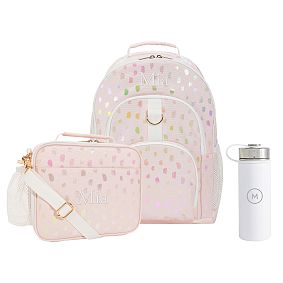 Gear-Up Iridescent Blush Brushstroke Backpack and Cold Pack Lunch Box Bundle, Set of 3