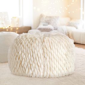 Large Winter Fox Faux Fur Bean Bag Chair