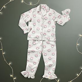 Georgia Wreath Ruffle Long Organic Flannel Pajama