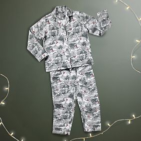 Snowboarding Santa Classic Long Flannel Pajama