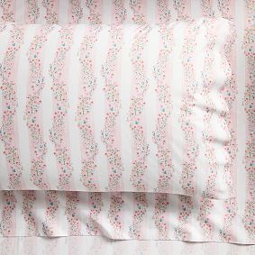 Pottery Barn Blooming Stripe Sheet Set - Thumbnail 3