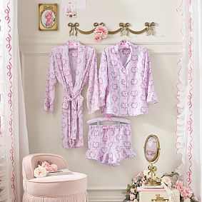 LoveShackFancy Floral Heart Sateen Pajama Short Set