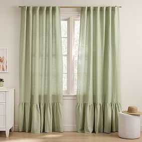 Belgian Linen Ruffle Light-Filtering Curtain