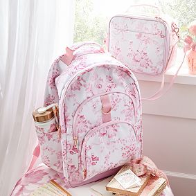 Gear-Up LoveShackFancy Pink Damask Backpack &amp; Water Bottle Bundle