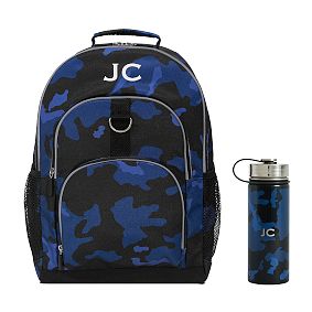 Gear-Up Blue Navy Camo Backpack &amp; Water Bottle Bundle