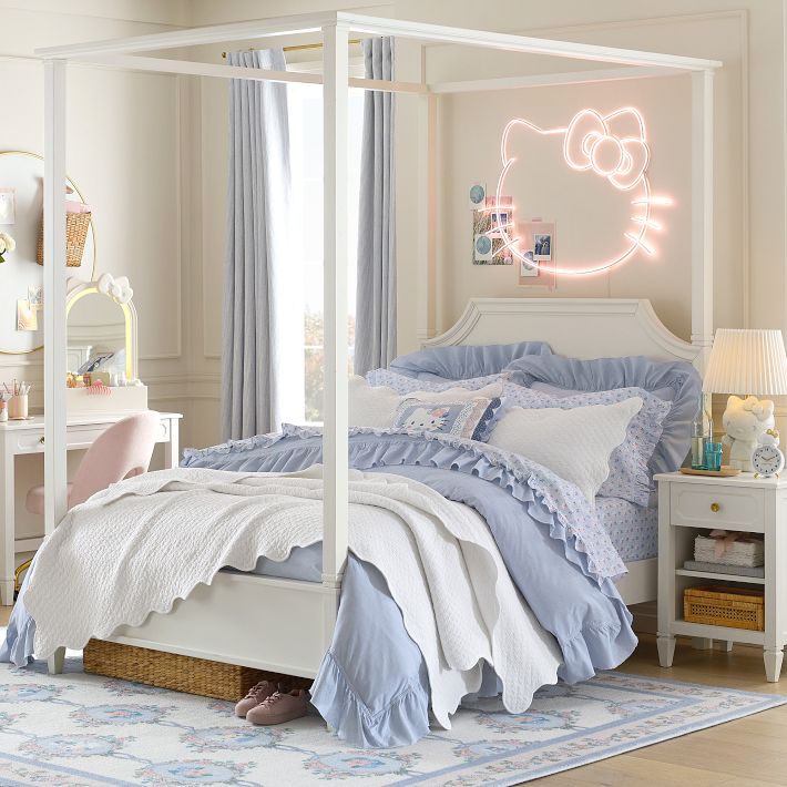 Hello Kitty® Chambray Stripe Organic Sheet Set | Pottery Barn Teen