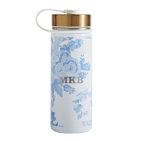 LoveShackFancy Damask Blue Backpack and Slim Water Bottle Bundle