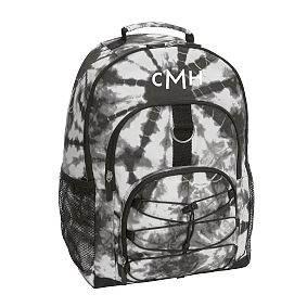Santa Cruz Tie Dye Black and White Backpack and Solid Black Slim Water Bottle
