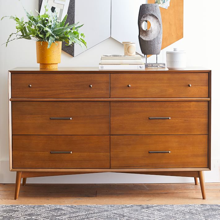 west elm mid century dresser Mid-Century Modern Acacia 3 Drawer Dresser Set of 2 main image 1