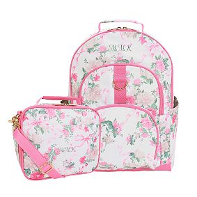 LoveShackFancy Pink Floral Ribbon Backpack and Cold Pack Lunch Box Bundle