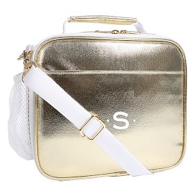 Metallic Gold Backpack and Cold Pack Lunch Box Bundle