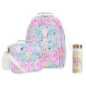Gear-Up Dreamscape Gold Metallic Backpack and Cold Pack Lunch Box Bundle, Set of 3