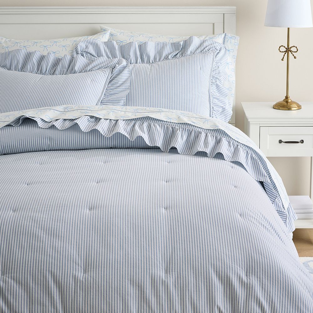 Washed Cotton Ruffle Stripe Comforter