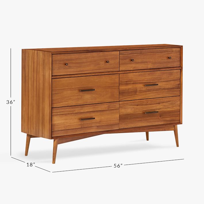 west elm mid century dresser Mid Century Modern 7 Drawer Fluted Dresser Wood Storage Cabinet  GiraTree