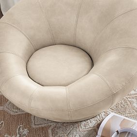 Faux Leather Bone Groovy Swivel Chair