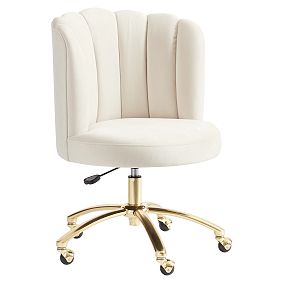 Lustre Velvet Linen Channel Stitch Swivel Desk Chair