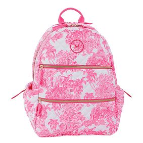 Lilly Pulitzer Pink Toile Quilted Backpack
