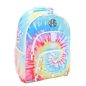 Rainbow Tie-Dye Backpack and Solid White Slim Water Bottle Bundle