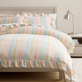 Multi Stripe Cotton Gauze Organic Duvet Cover