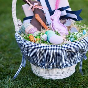 Navy Gingham Easter Basket Liner