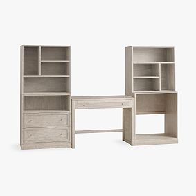 Stack Me Up Desk &amp; Bookcase with Mixed Shelves, Drawers and Fridge Storage Set (100")