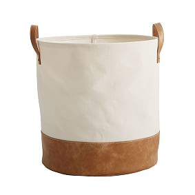 Vegan Leather-Trim Canvas Bins