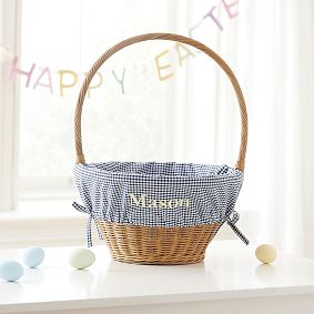 Navy Gingham Easter Basket Liner