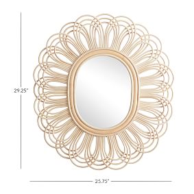 Rattan Flower-Shaped Mirror