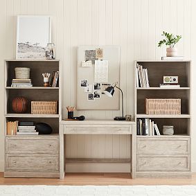 Stack Me Up Writing Desk &amp; Bookcase with Cubbies and Drawers Set (100")