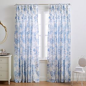 LoveShackFancy Garden Damask Smocked Light-Filtering Curtain