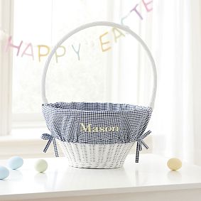 Navy Gingham Easter Basket Liner