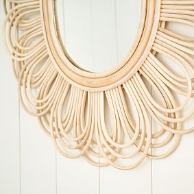 Rattan Flower-Shaped Mirror