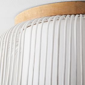 White Rattan Flush Mount (16")