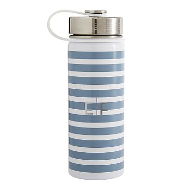 Northfield Stripe light Blue Slim Water Bottle