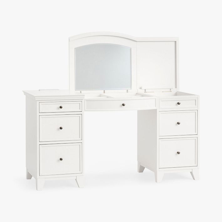 Hampton Vanity Desk with Mirrored Towers (66