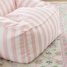 Large Cabana Stripe Mauve Chalk Modern Bean Bag Lounger