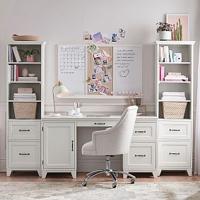 Hampton Smart Storage Desk &amp; Bookcase with Drawers Set (97")